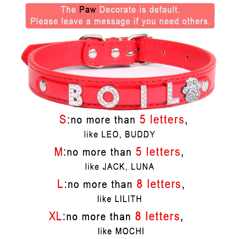 Collar de perro con nombre personalizado de diamantes de imitación, collares de gato ajustables con letras personalizadas, dijes para cachorros pequeños, perros medianos y grandes, Pitbull - imagen 2