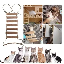 Muebles de pared Centro de actividades para gatos Rascador y puente de sisal de madera con escalones de cuerda para gatitos y gatos adultos
