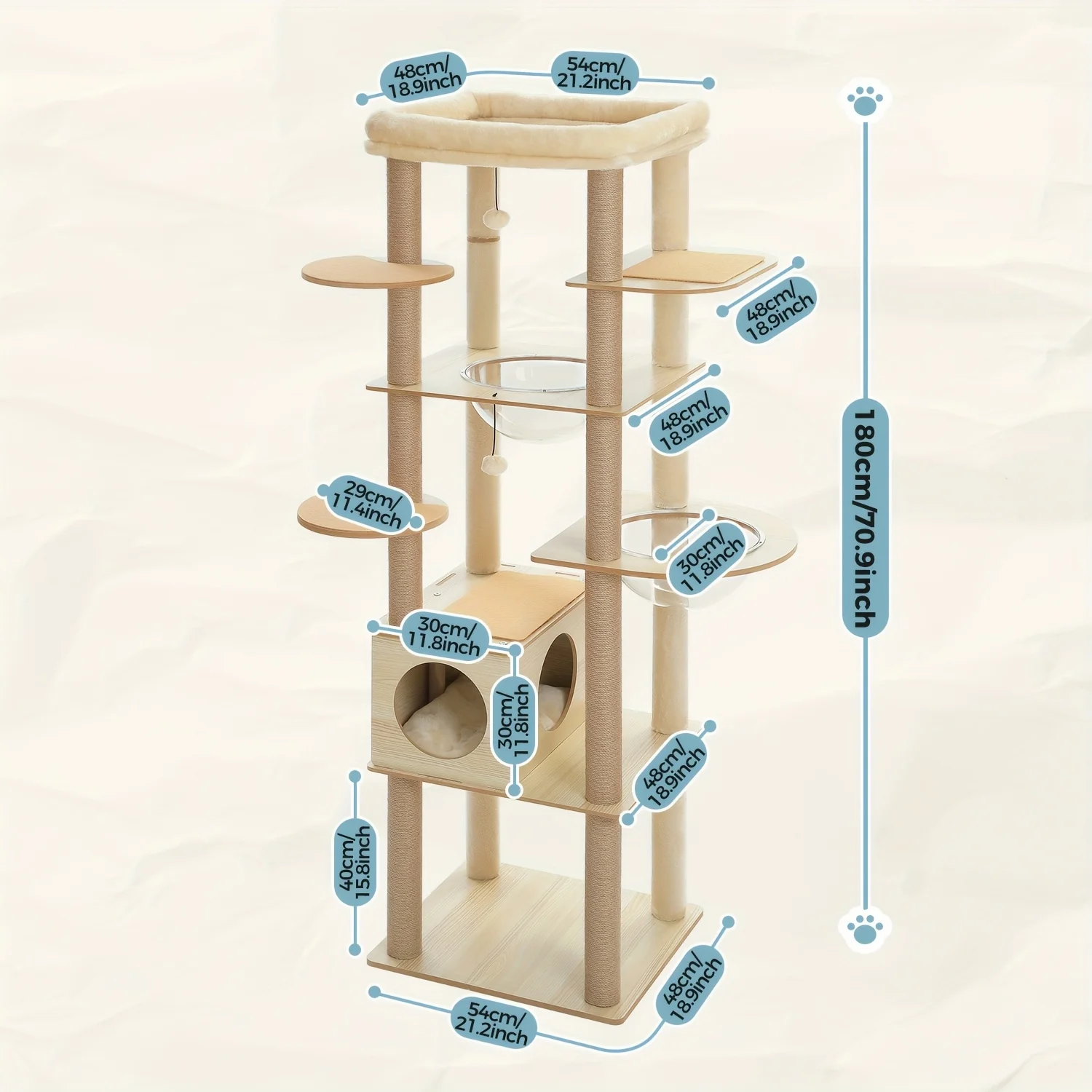 Torre alta para gatos de madera – Hamacas y postes rascadores - imagen 2