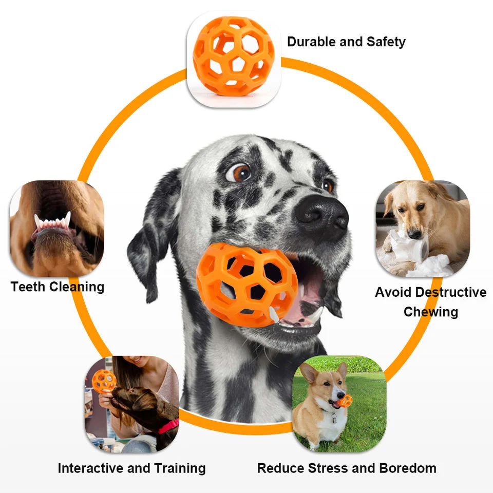 Juguete para masticar de goma Natural para perros y gatos, pelota de seguridad geométrica con campana, pelota interactiva para mascotas, entrenamiento para cachorros, bolas para limpiar los dientes - imagen 2