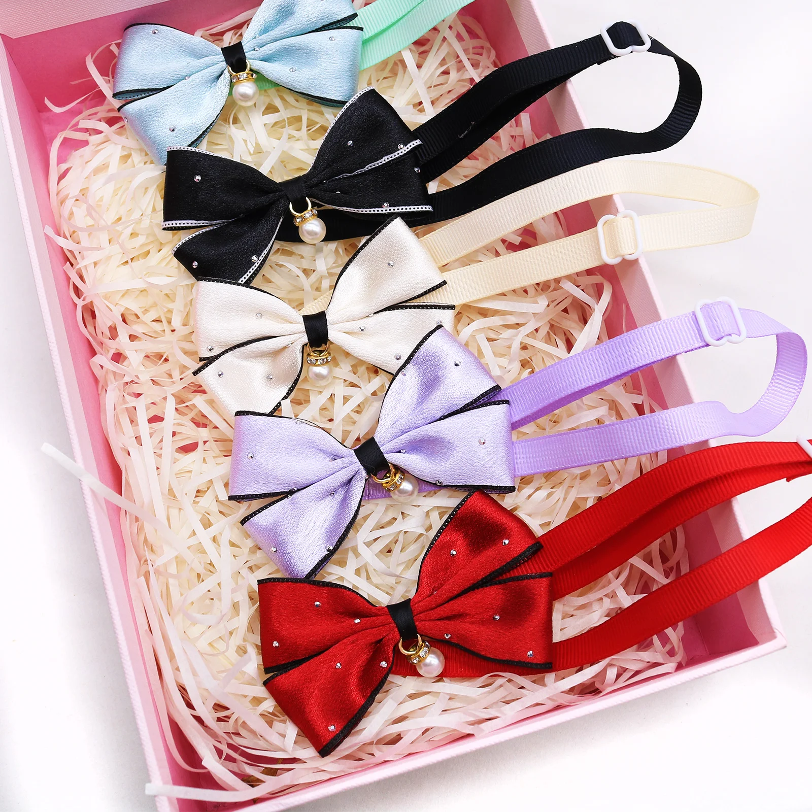 Collares con lazo de perlas para perros - Accesorios de moda
