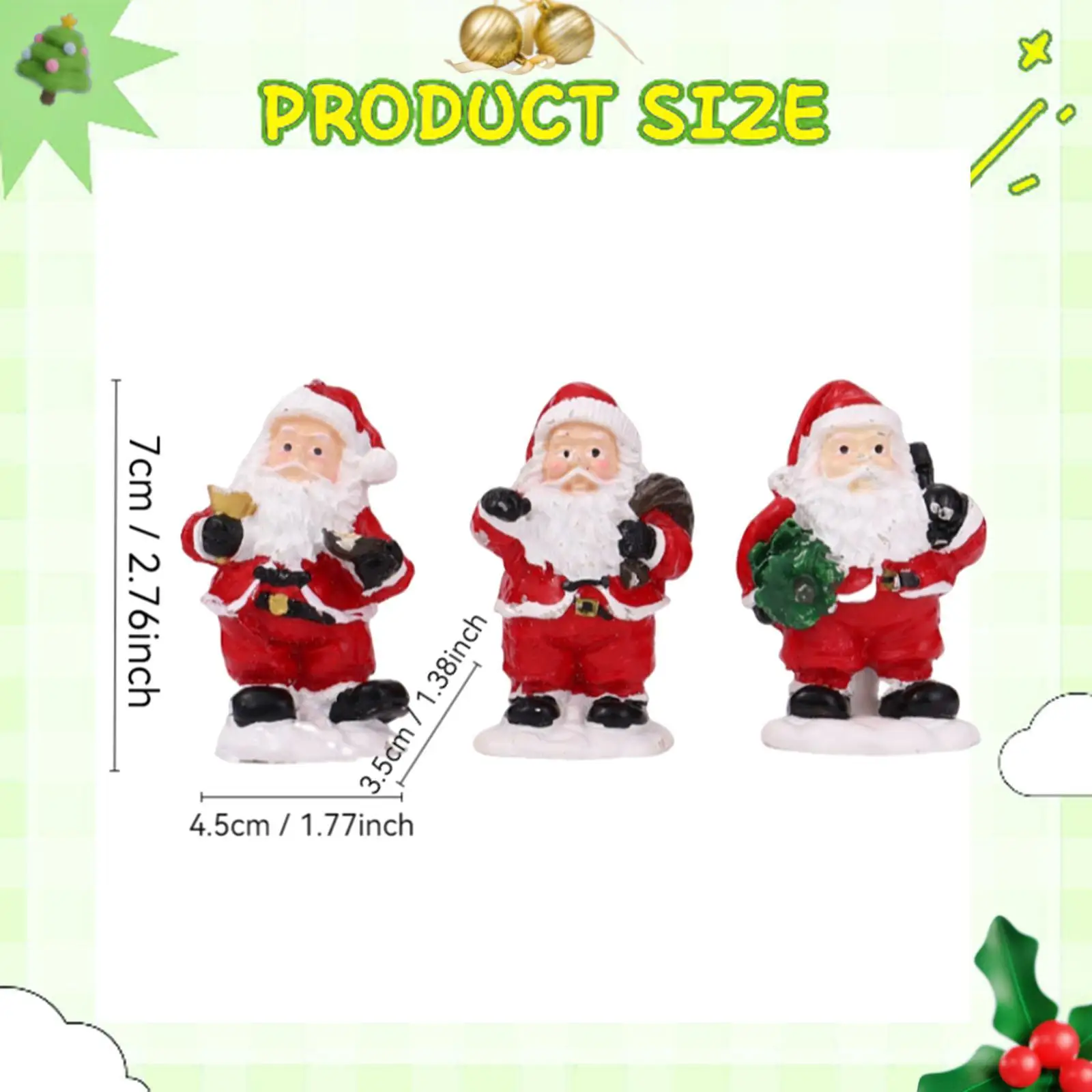 3 Pieces Miniature Santa Figurine Santa Statue Ornament Xmas Sculpture for Wedding 3 Pieces Miniature Santa Figurine Santa Statue Ornament Xmas Sculpture for Wedding