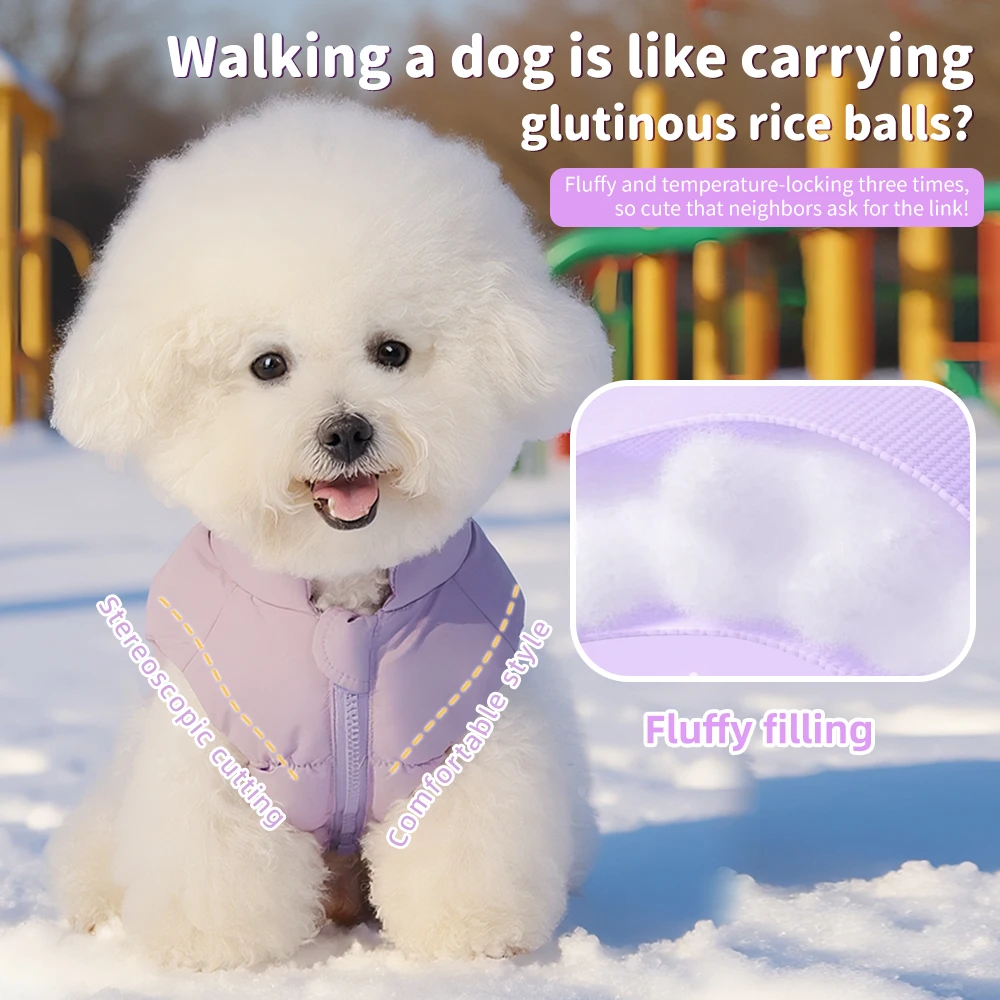 Abrigo de invierno para perros, ropa cálida a prueba de viento para cachorros, chaleco para perros pequeños fácil de usar para peluche, caniche, Chihuahua, moda de estilo coreano - imagen 2