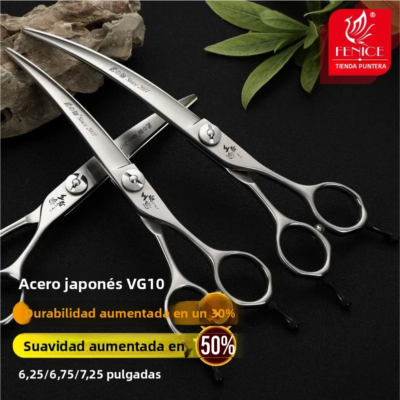 Tijeras curvas profesionales para peluquería de perros y gatos - imagen 3