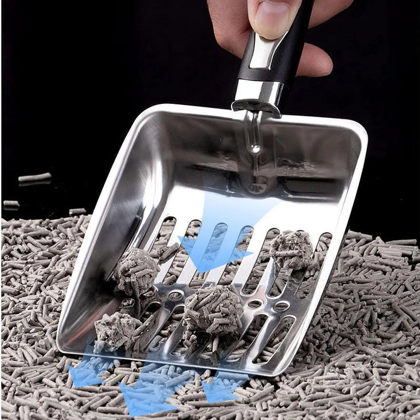Stainless Steel Litter Scoop Deep Spade Sifter Long Handle Pet Cleaning Tools, Cat Sand Spade Kitty Scooper for Kittens