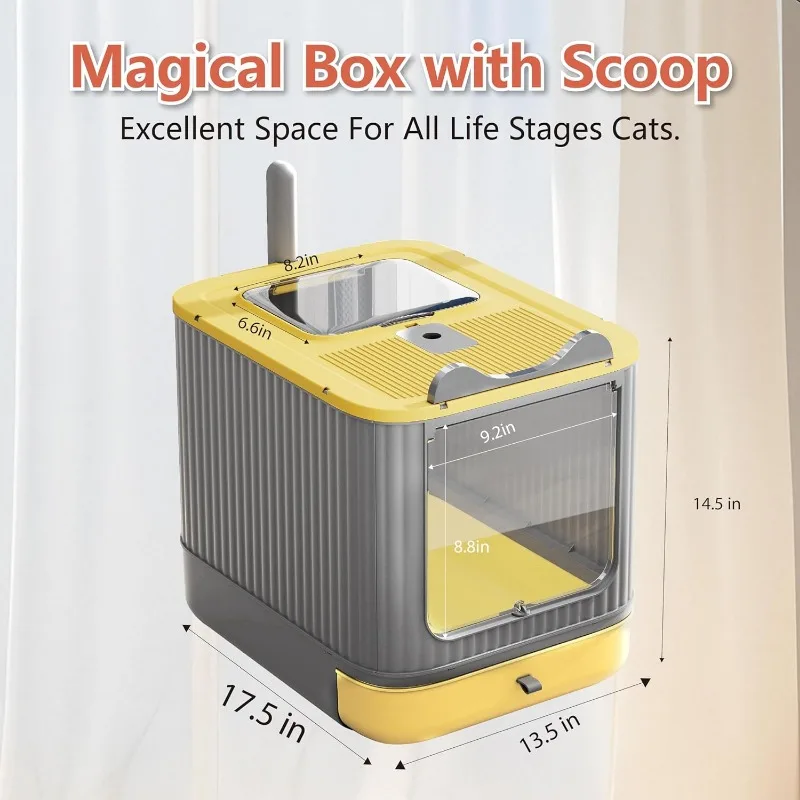 Caja de arena para gatos totalmente cerrada mejorada con tapa, gabinete de inodoro cubierto, recipiente para gatitos antisalpicaduras y fácil de limpiar con cajón - imagen 2