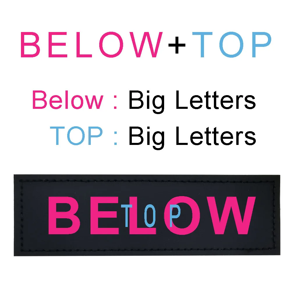 Bicolor-etiqueta de arnés personalizada para perro, etiqueta de identificación con nombre, texto personalizado, llamativo, brillante, recordatorio, accesorios para mascotas, 2 piezas - imagen 4