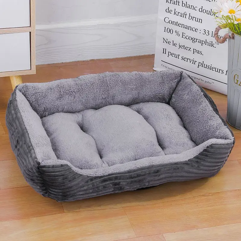 Gran oferta casa cama suave perros dibujos peluche casa grande perros calefacción invierno nido gatos cama mascotas colchón perros suministros