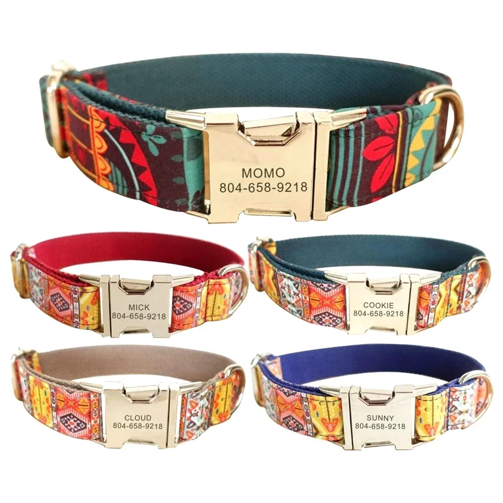 Collar de perro personalizado con grabado gratuito, correa para mascotas a juego, hebilla de contactos personalizados, Collar para mascotas Maya