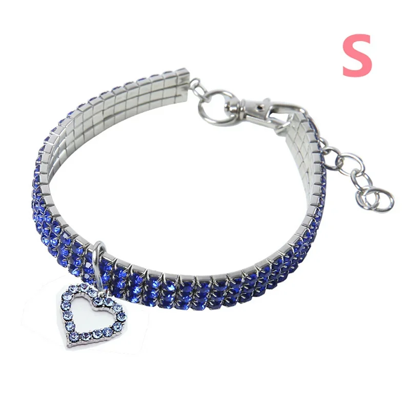 Collar ajustable para perros y gatos con hebilla de seguridad, anillo brillante para el cuello, correa para el cuello para perros con forma de corazón, suministros universales para mascotas de cristal - imagen 2