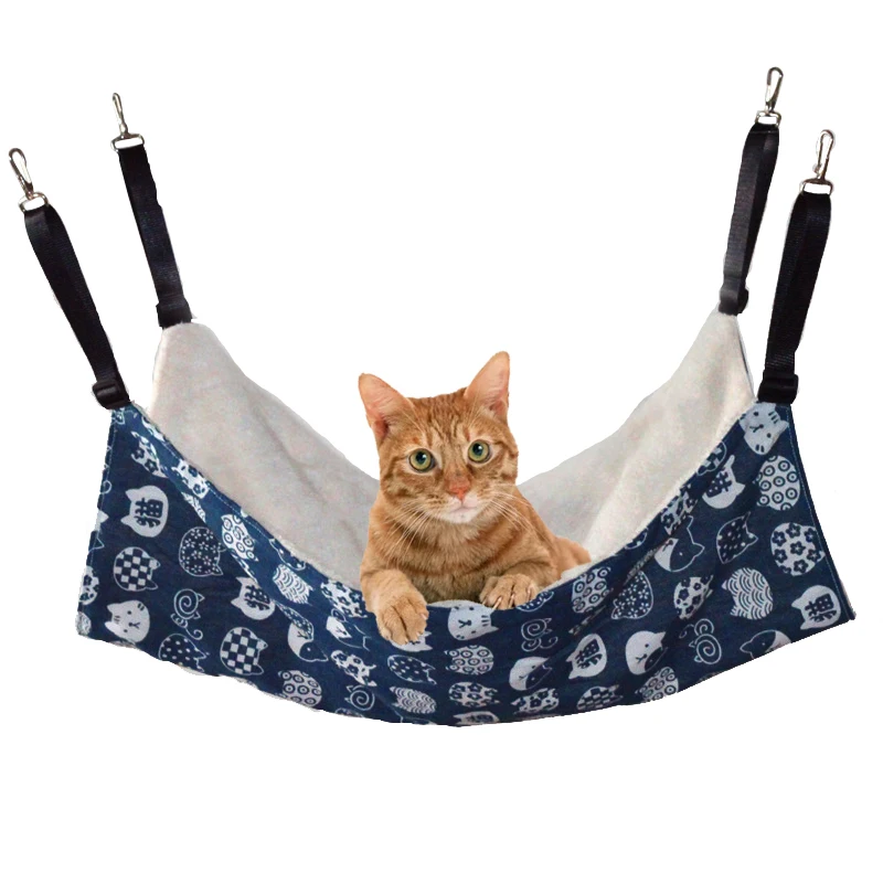 Hamaca de lona para gatos, camas para perros y gatos, cama colgante de doble cara, columpio para mascotas, columpio para hámster, ardilla, descanso para gatos, suministros para dormir - imagen 3