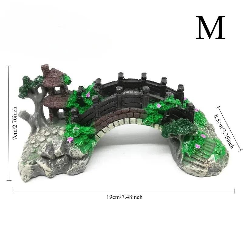 Adornos de resina de puente Artificial para acuario S/M/L, decoración de pecera de estilo chino, accesorios de paisajismo para fondo - imagen 4