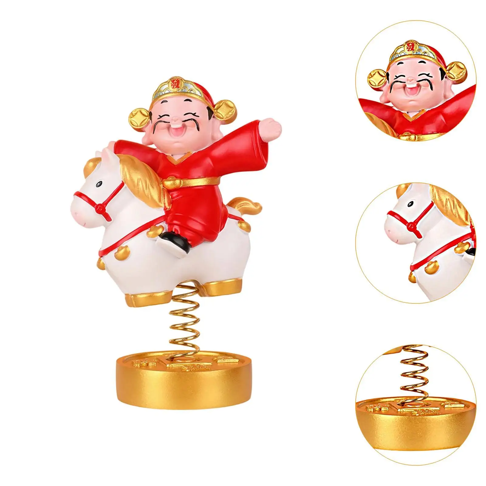 Estatua de Dios de la riqueza, adorno de Año Nuevo Lunar, decoración de bendición de resina, compacta coleccionable para el Festival de Primavera Chino - imagen 5