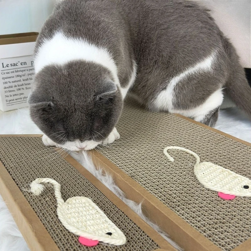 Tablero para rascar gatos de cartón corrugado, almohadilla para rascar plana duradera para moler las garras, tapete de juego de descanso interactivo para gatitos