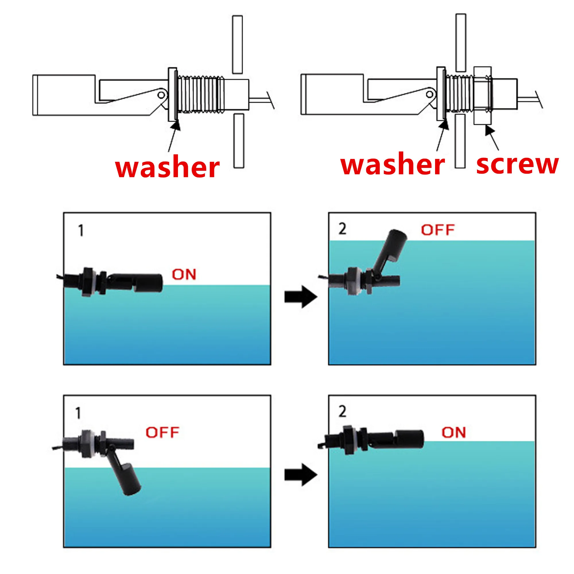 Controlador de Sensor de nivel de agua líquida de montaje lateral para tanque de Acuario, Interruptor de Sensor de flotación Horizontal, interruptor de bomba de agua automática, 1 Pc - imagen 3