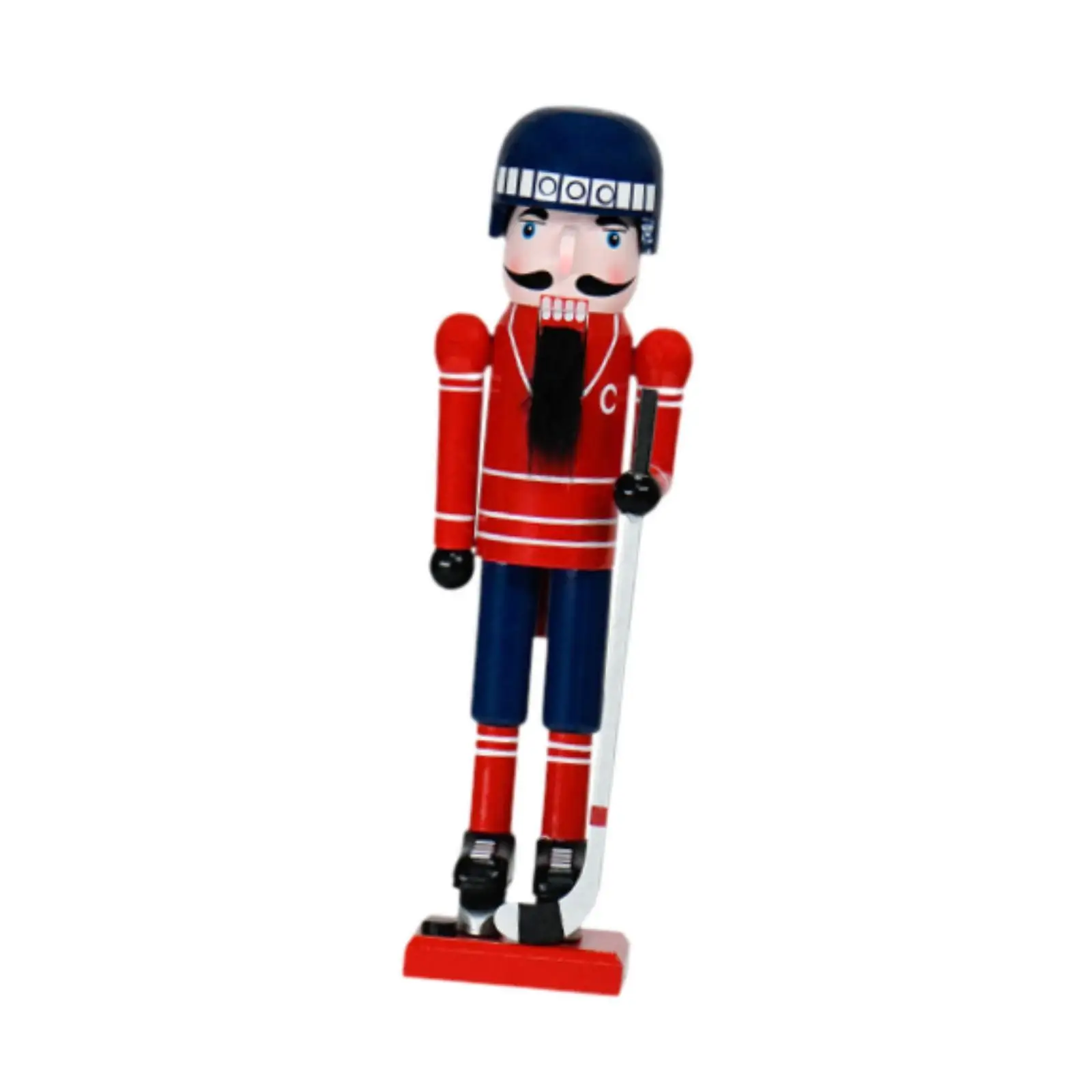 Christmas Wood Ice Hockey Sportsman Nutcracker Decorative Desktop Decoration Height 36cm for Countertops Versatile Lightweight