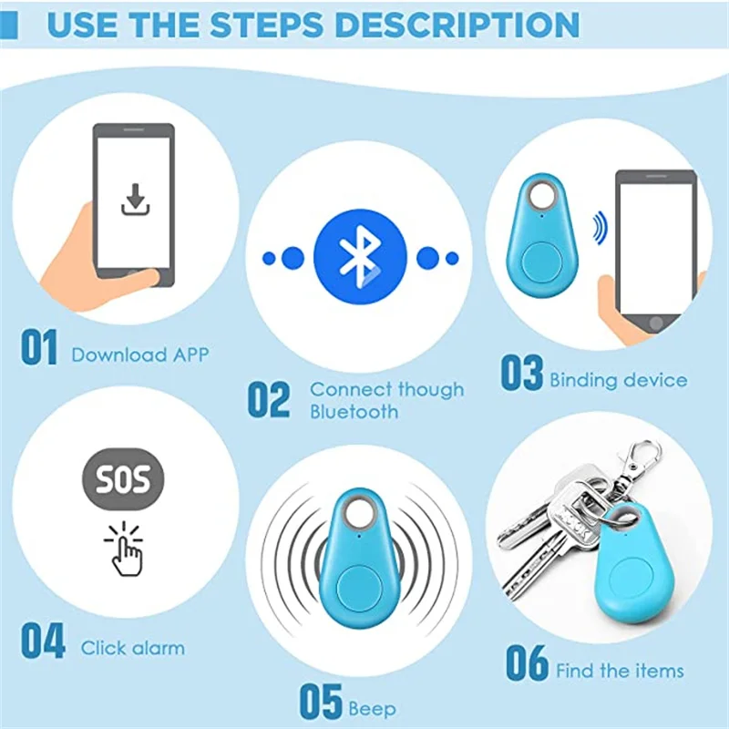 Rastreador Bluetooth antipérdida para mascotas, Mini rastreador GPS inteligente, billetera, buscador de llaves para perros y gatos, equipo, 1 ud. - imagen 5