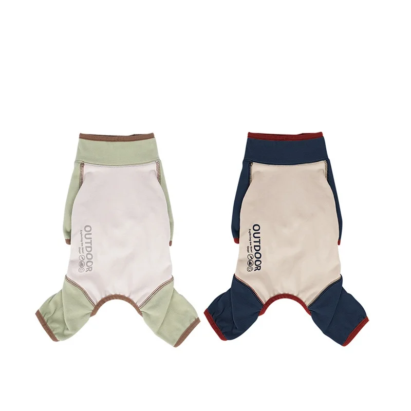 Ropa para perros Polar verde Abrigo de 4 patas para Schnauzer Sudadera elástica de manga larga cálida para pijama de bloques de color - imagen 5