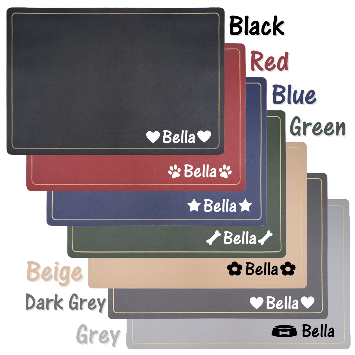 Mantel Individual para perro con nombre personalizado, tapete impermeable grabado para Gato, almohadilla de comida para mascotas de cuero PU, cuenco para beber, mantel individual para alimentación de perro - imagen 3