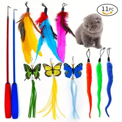 Juguetes interactivos para gatos - set de plumas con campana