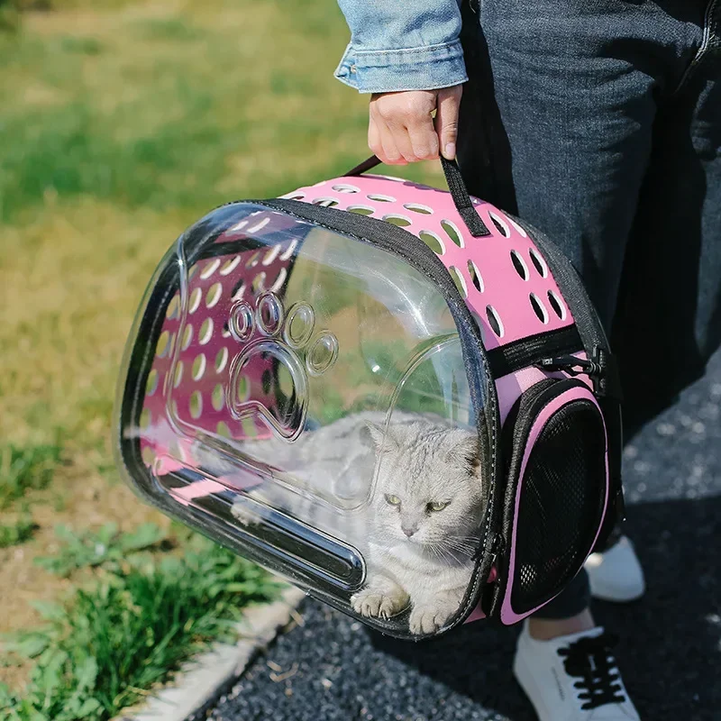 Bolsa para gatos, mochila escolar portátil totalmente transparente para mascotas, bolsa espacial portátil para transporte de mascotas - imagen 3