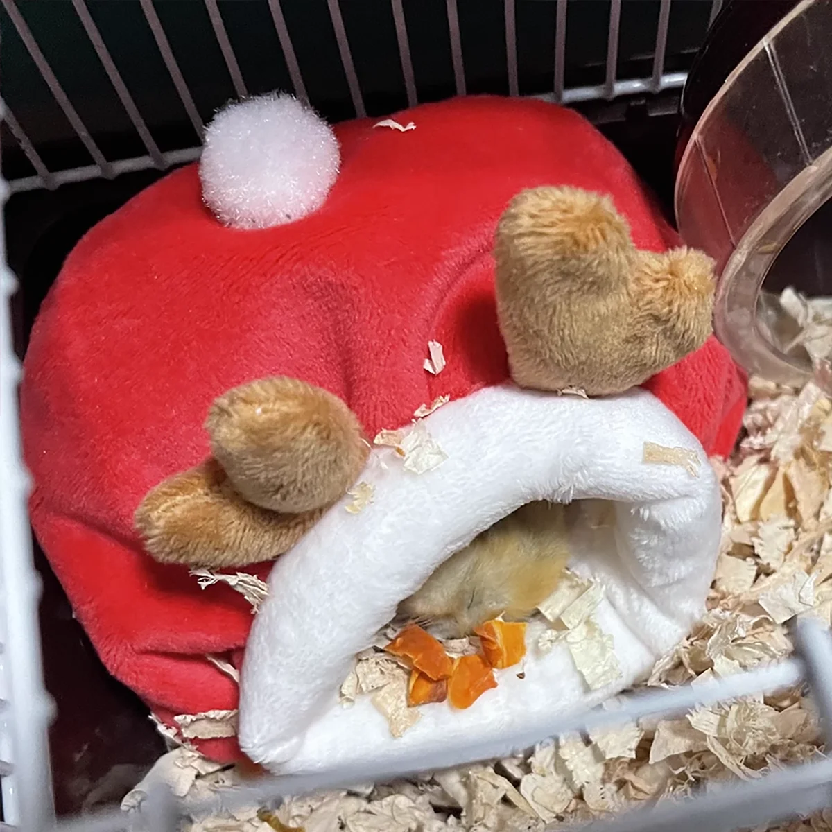 Nido cálido de hámster con diseño de astas de ciervo navideño, adecuado para animales pequeños, casa pequeña navideña con alfombrillas desmontables - imagen 2