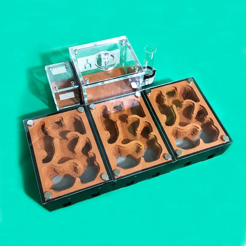 Granja de hormigas de expansión ilimitada con torre de agua externa, nido de hormigas de suelo amarillo, casa de hormigas hidratante, Castillo de taller de antill para mascotas