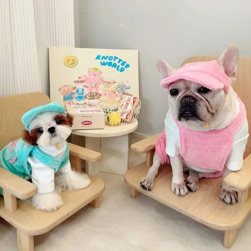 Pantalones con correa de pana para perro, falda con correa para mascota, ropa para mascotas, oso Schnauzer, pantalones malteses con correa de cuatro patas, Otoño e Invierno - imagen 2