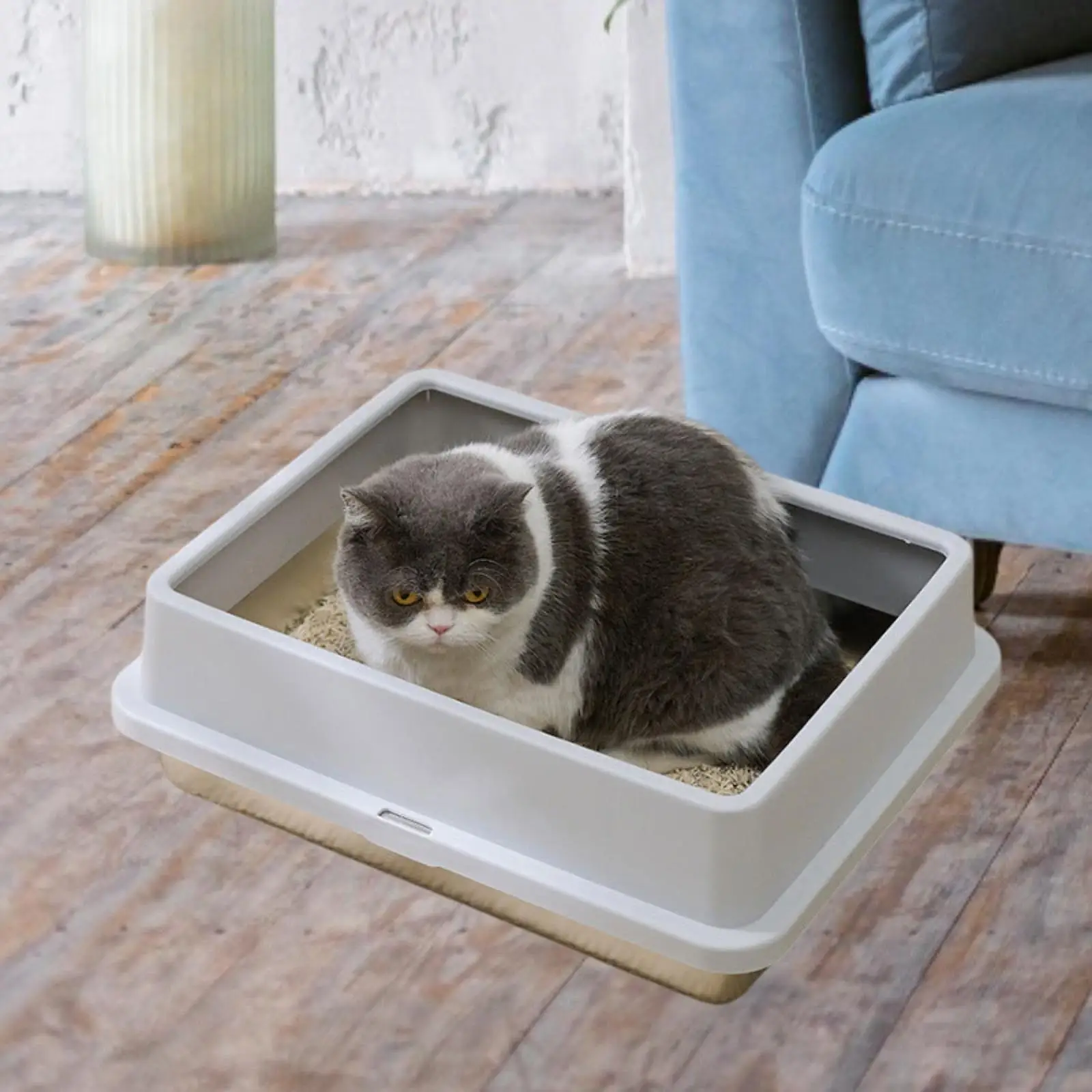 Cat Litter Box Pet Bedpan Cat Sand Box Container Open Top Cat Litter Tray for Indoor Cats