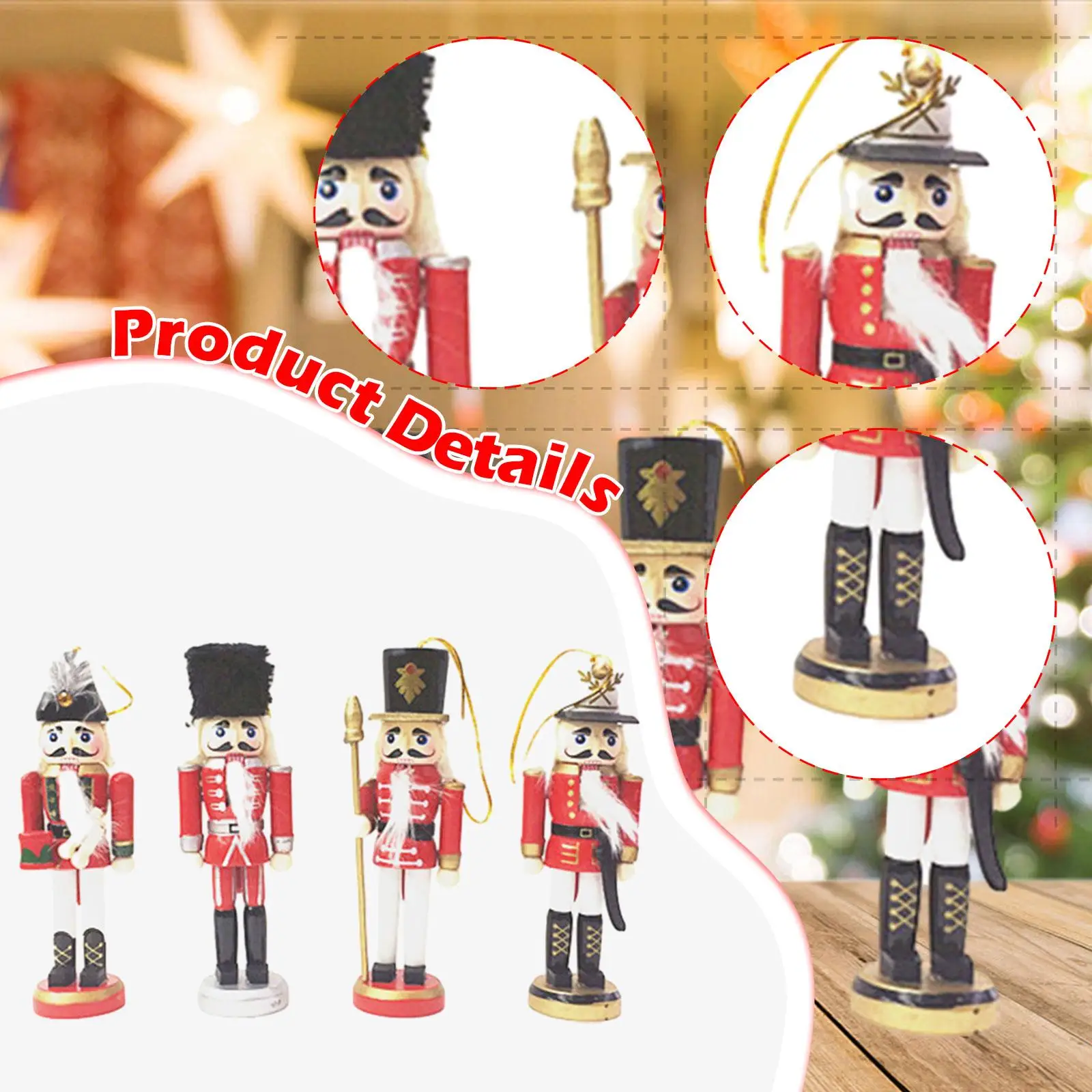 4x Christmas Nutcracker Hanging Decor Gift Creative Reusable Decorative Charm Xmas Tree Decor Xmas Tree Nutcracker Pendants