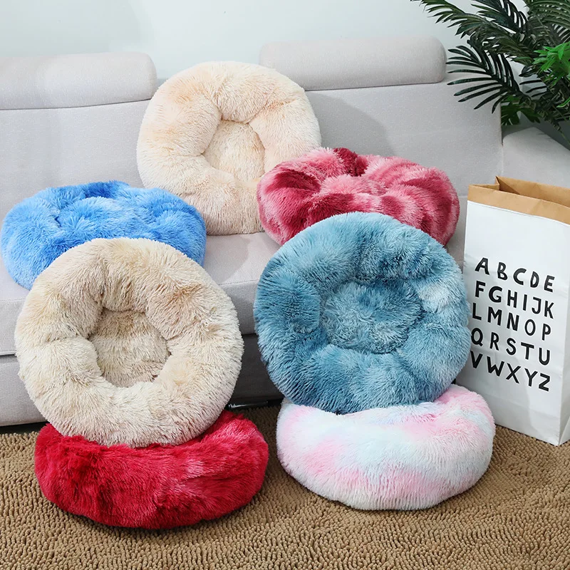 Camas para gatos, Perrera suave y lavable para mascotas, nido redondo de felpa para mascotas con forma de Donut cálido y grueso para invierno, suministros cómodos para cama para gatos para dormir - imagen 3