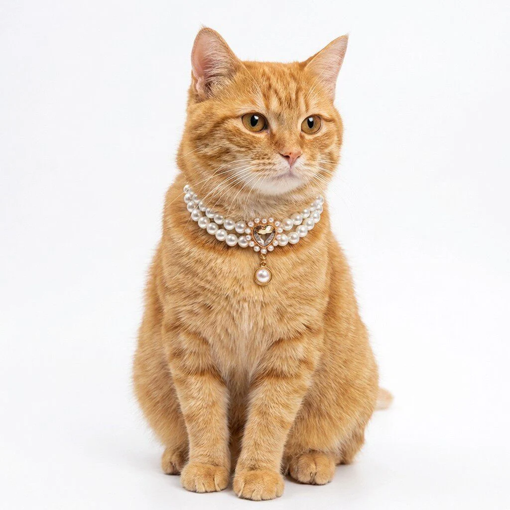 Collar de perlas con gema corazón para perros y gatos pequeños - imagen 3