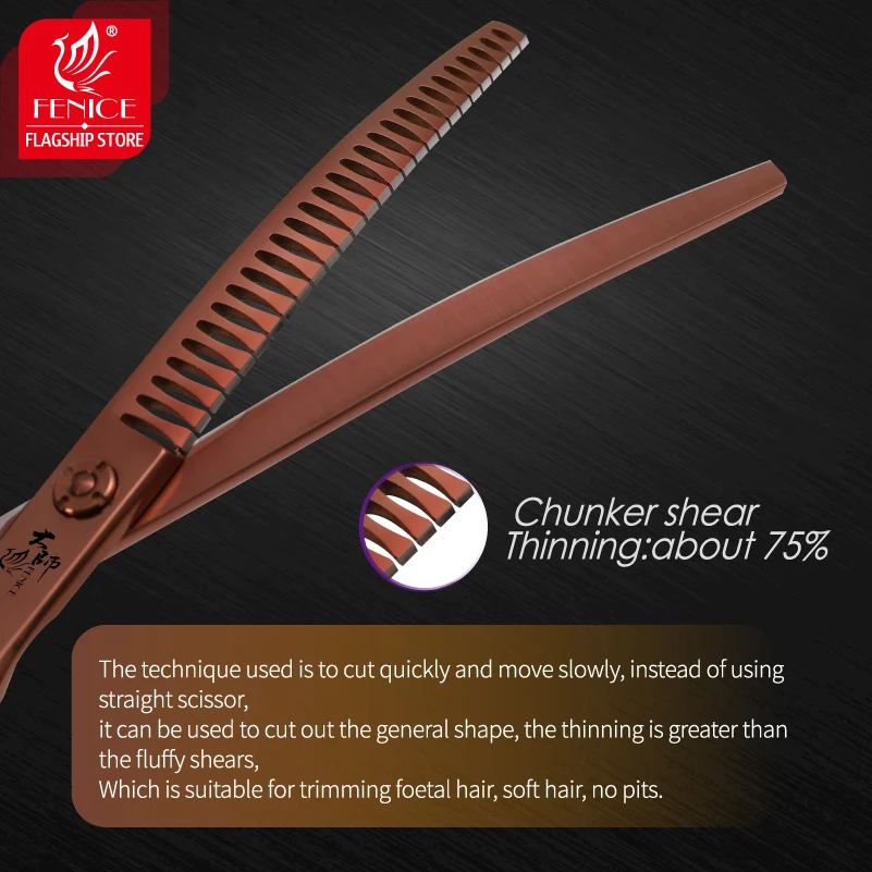 Fenice-Tijeras de aseo para mascotas, serie Master de alta calidad, 6,5/6,75/7/7, 5 pulgadas, rectas, curvadas, más delgadas - imagen 3