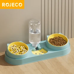 Bebedero automático con doble comedero para gatos y perros – Seco y húmedo