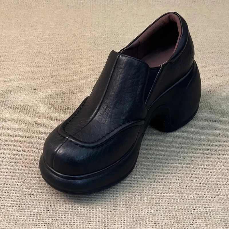 Mocasines de tacón alto para mujer, zapatos informales con plataforma Mary Jane, zapatos de tacón de vestir de lujo para otoño, nueva moda - imagen 2