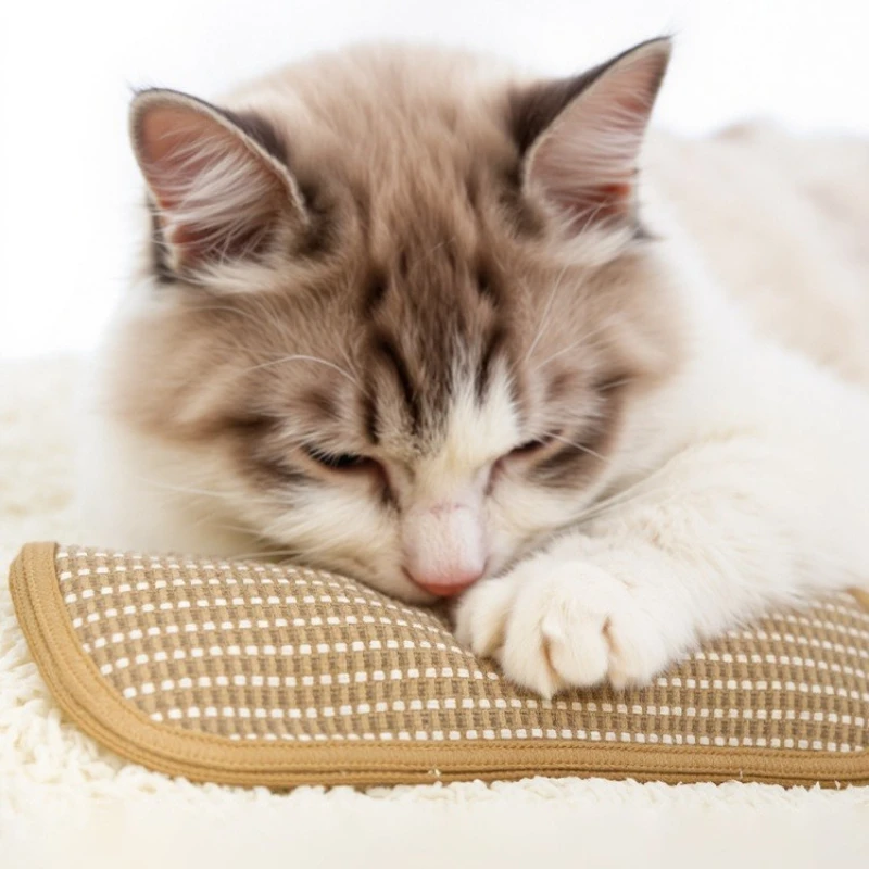 Almohada para masticar con hierba gatera con textura de yute: juguete calmante para gatos para la salud dental, el rasguño y el alivio del aburrimiento: almohadilla para abrazar de juego propio - imagen 5