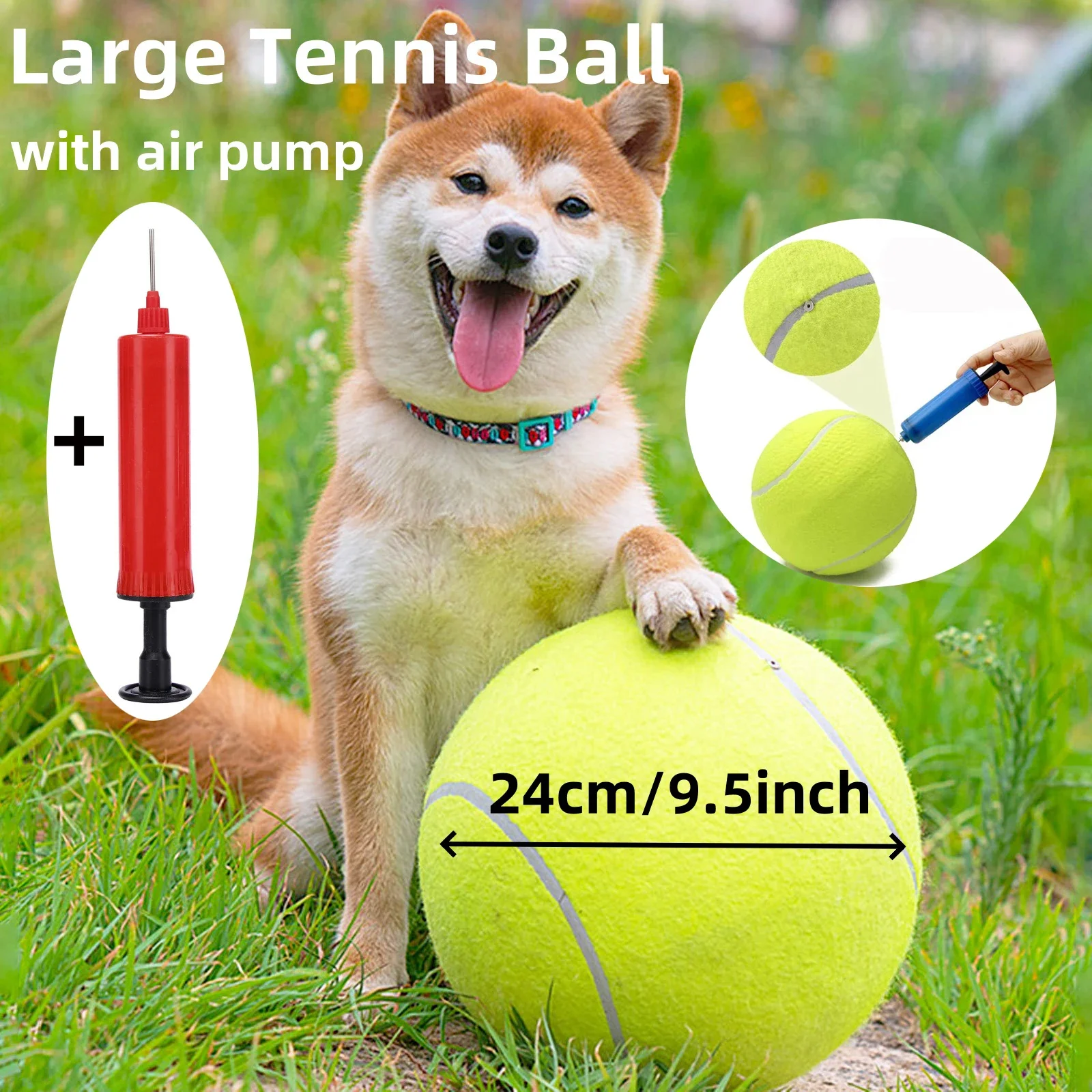 Pelota inflable raksasa 24 cm para perros – Juguete con bomba - imagen 3