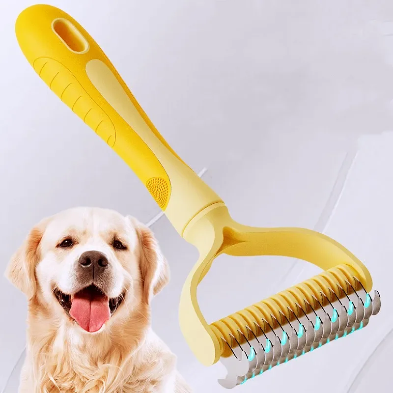 Peine para perros, cepillo de acero inoxidable para perros, peines de doble cara para pelo de gato, removedor de pelo para mascotas, cuchillo de aseo para mascotas, cepillo para perros - imagen 3