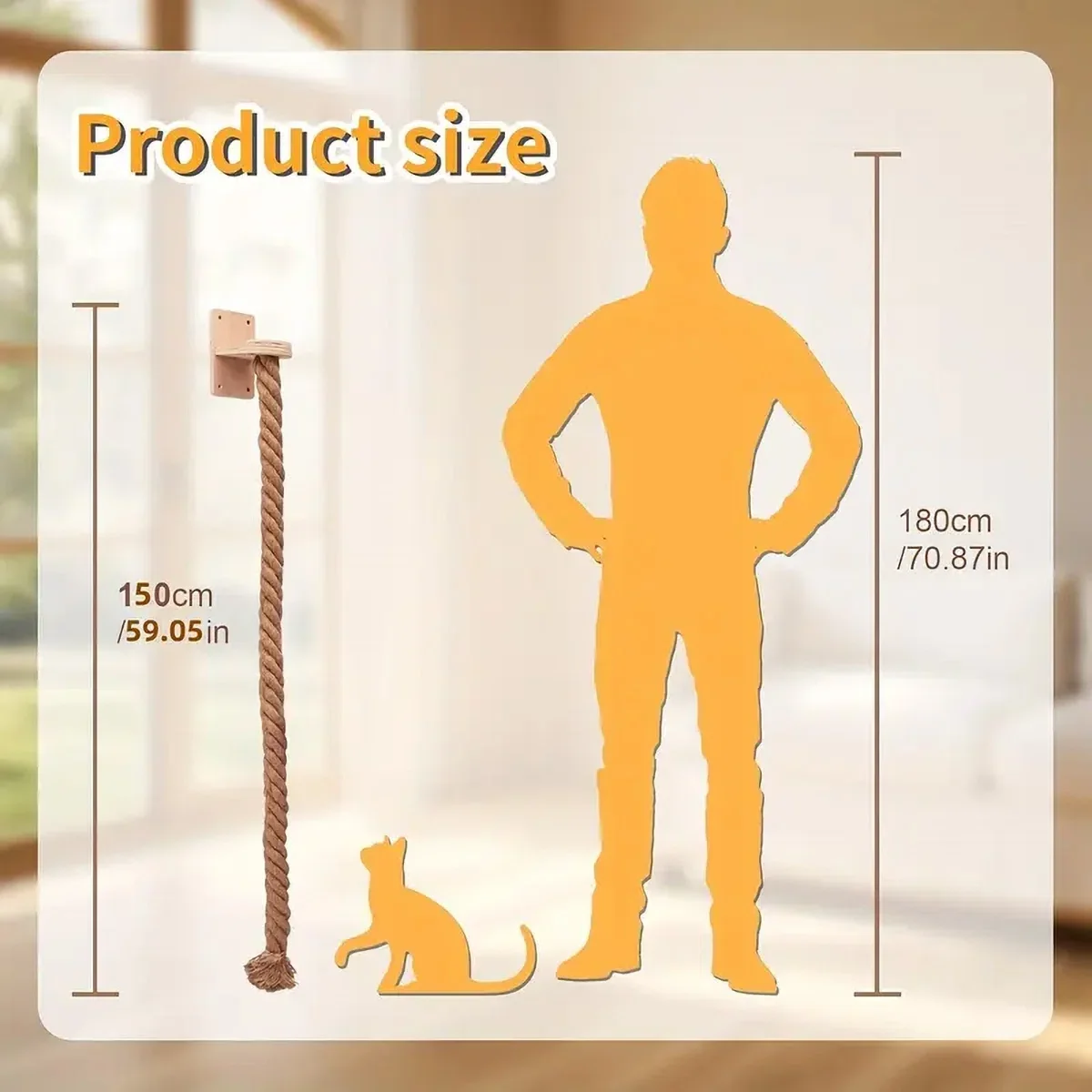 Escalera de madera para gatitos con cuerda de Sisal, escalones de pared para gatos, poste rascador para gatos, tablero rascador para gatos, muebles para mascotas - imagen 2