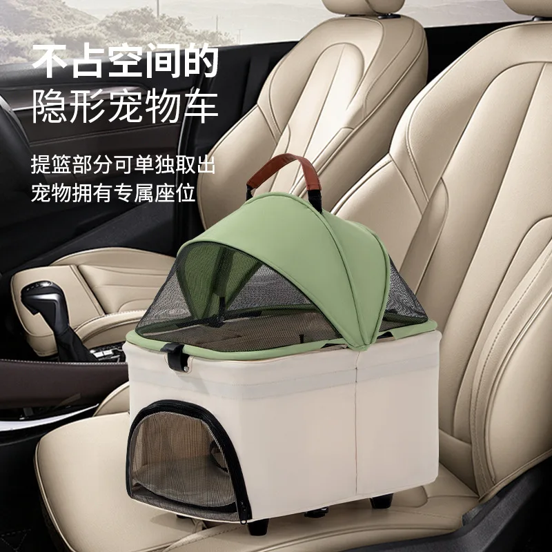 Cochecito doble capa plegable para perros y gatos – Ligero portátil - imagen 4