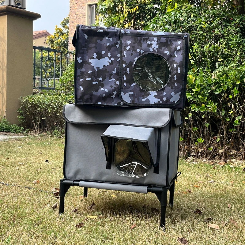 Casa para gatos al aire libre, camas cálidas y calentadas para gatos, a prueba de viento, a prueba de lluvia, casas para gatos, cachorros, gatitos, cama para mascotas para perros pequeños de invierno - imagen 5