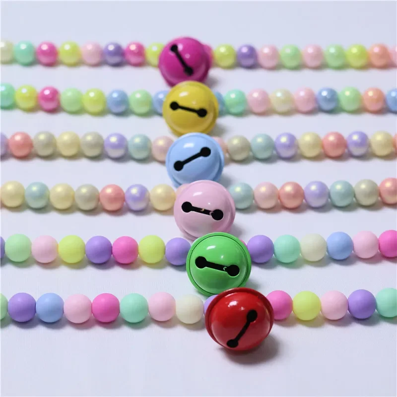 Collar de perlas ajustable para mascotas con bonita campana, cuentas coloridas, Collar para gato, cadena para cuello de perro, suministros para cachorros y mascotas - imagen 4