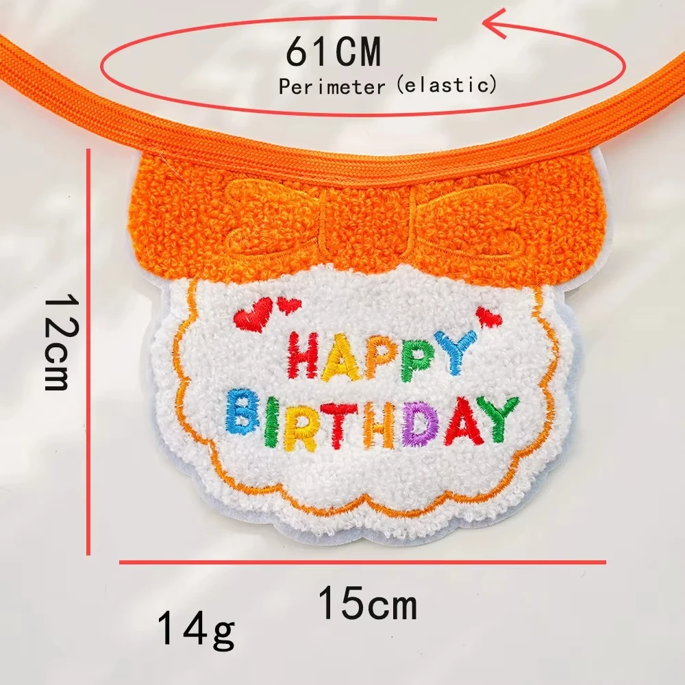 Conjunto de gorro con pechera para cumpleaños de perros y gatos, bufanda ajustable para mascotas, bonito gorro de cumpleaños para cachorros, decoración para perros pequeños y medianos, suministros para mascotas - imagen 5