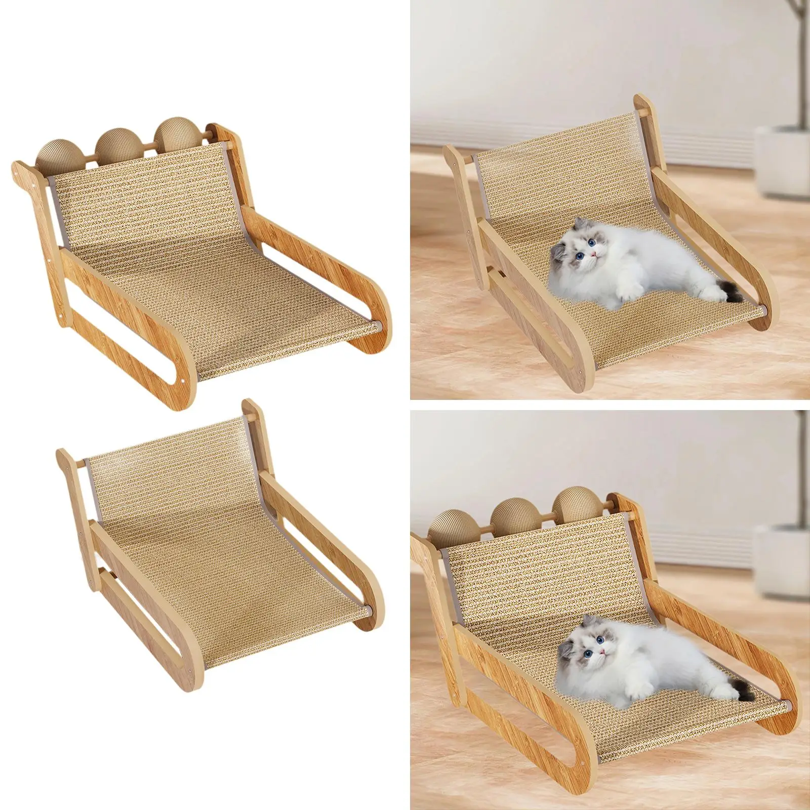 Sisal Cat Chair Cat Lounger Cozy Hammock Elevated Cat Bed Beach Chair for Bunny Small Medium Pets Indoor Cats Dog Kitten