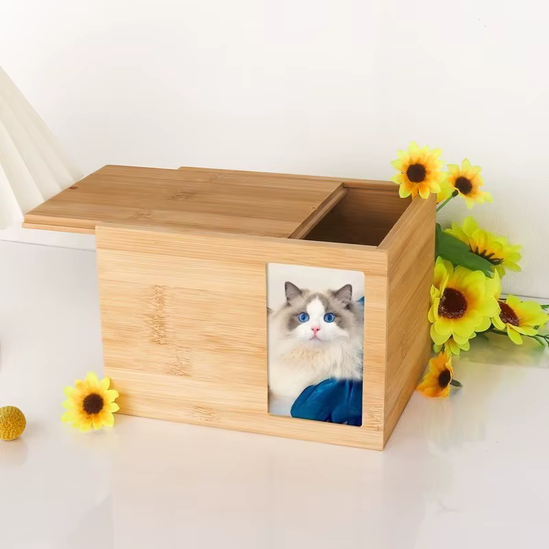 Urna de bambú con marco para cenizas de perros y gatos - imagen 3