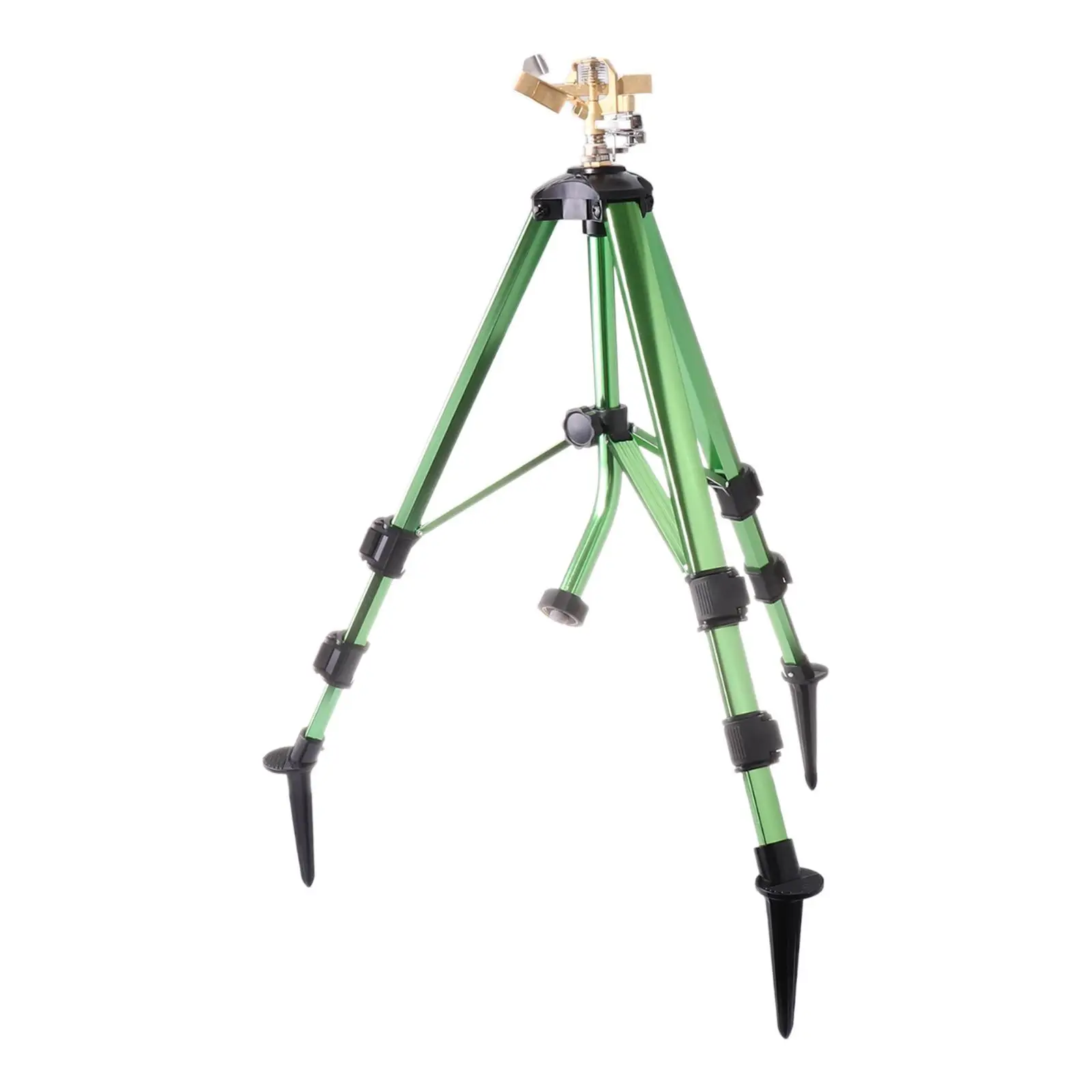 2 Pieces Impact Sprinkler Head on Tripod Base 360 Degree Rotating Sprinkler Tripod Lawn Brass Impact Sprinkler for Yard Garden