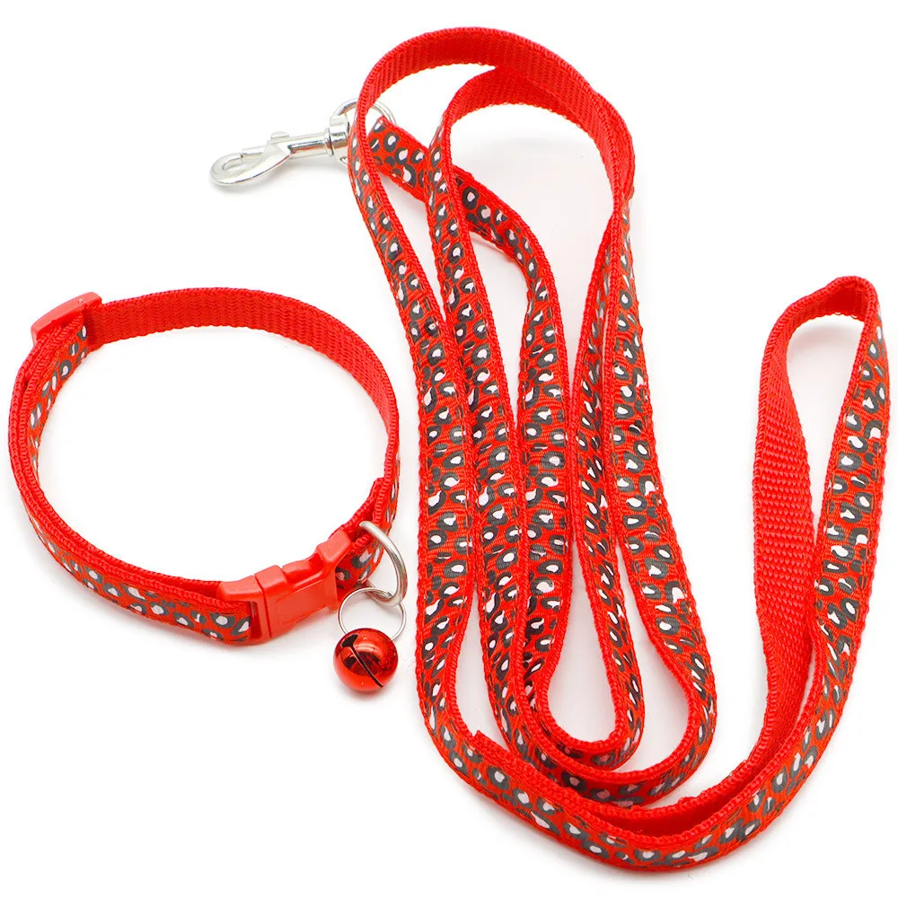 Campana con estampado de leopardo para mascotas, juego de cuerda de tracción para prevención de pérdida, caminar al aire libre, cachorro, gato, Chihuahua, suministros para mascotas - imagen 2