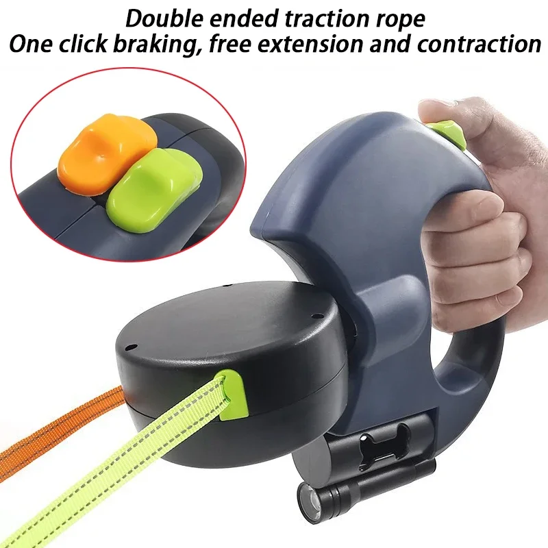 Correa doble de 3M para 2 perros, correa larga retráctil para perro, linterna, cables de luz, cuerda para perro, cordón automático manos libres, suministros para mascotas - imagen 2