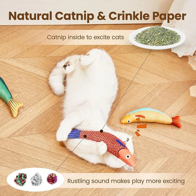 Juguete interactivo para gatos con hierba gatera y peces realistas - imagen 3