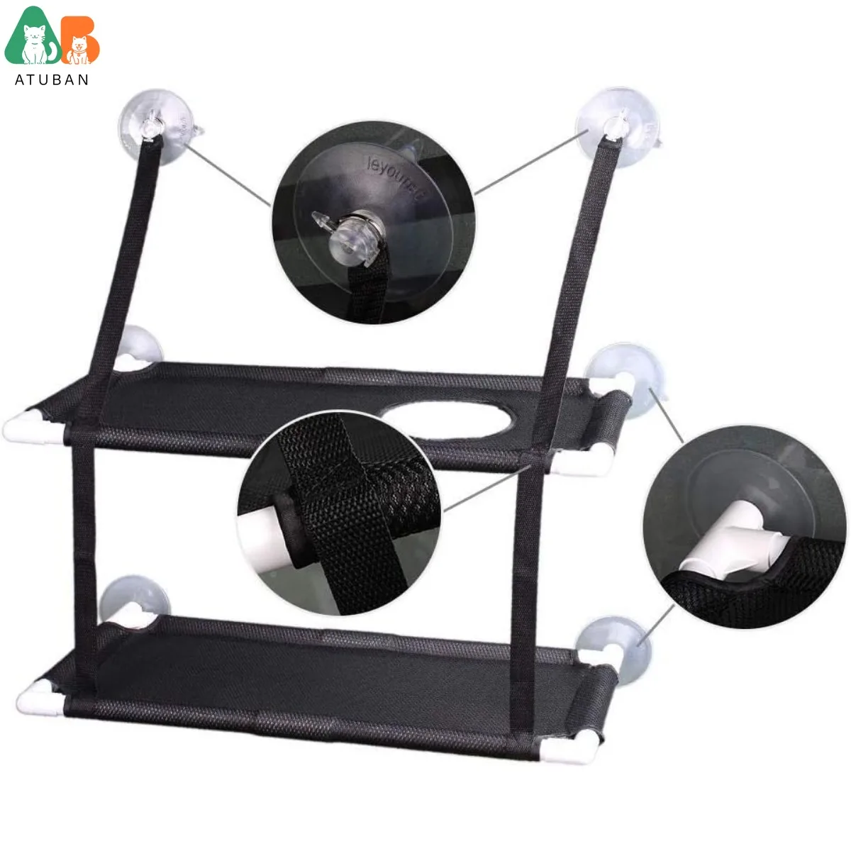 Hamaca para gatos en ventana estable 360 grados con 2 ventosas - imagen 3
